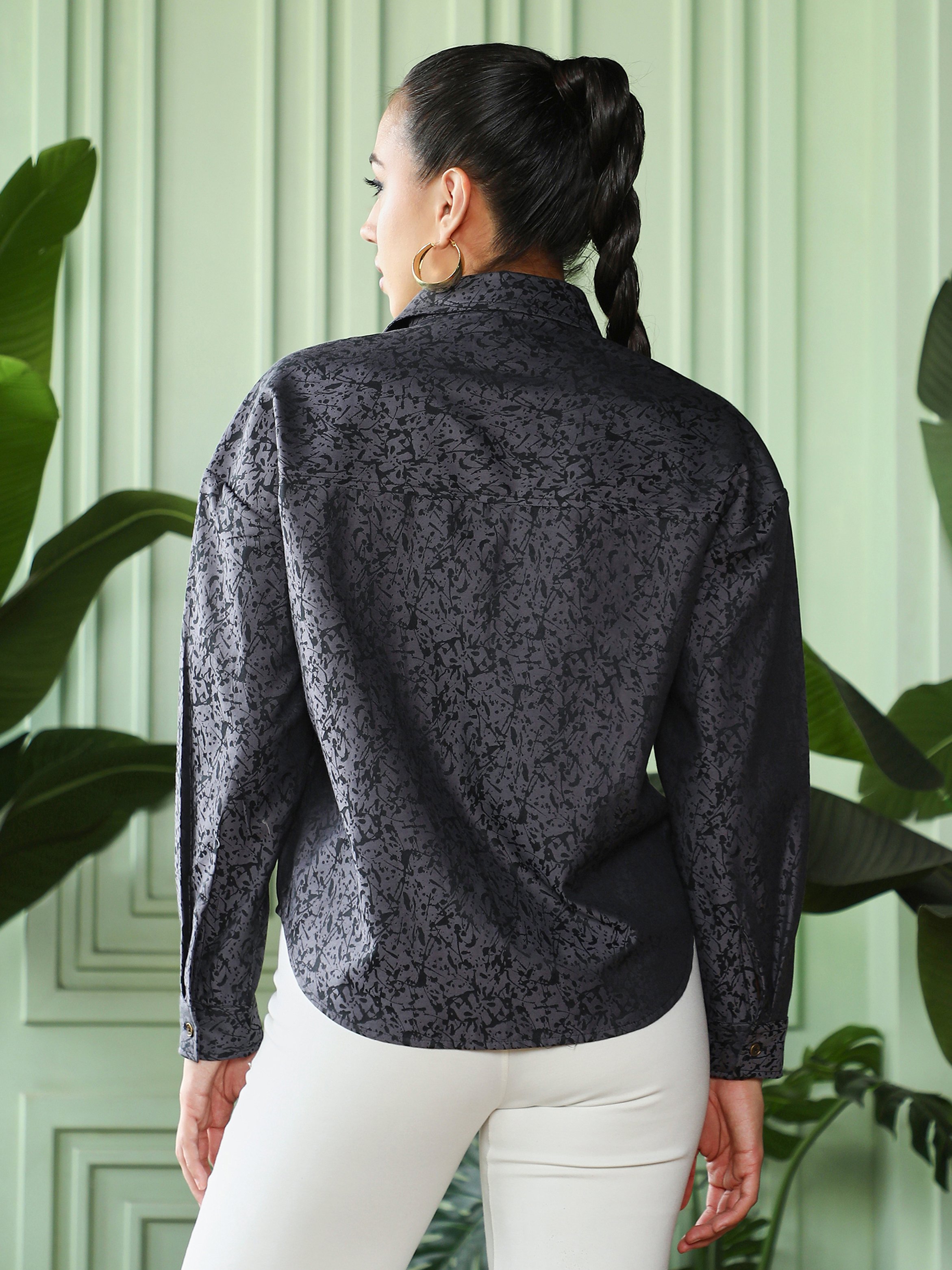 Black Jacquard Oversized Shirt