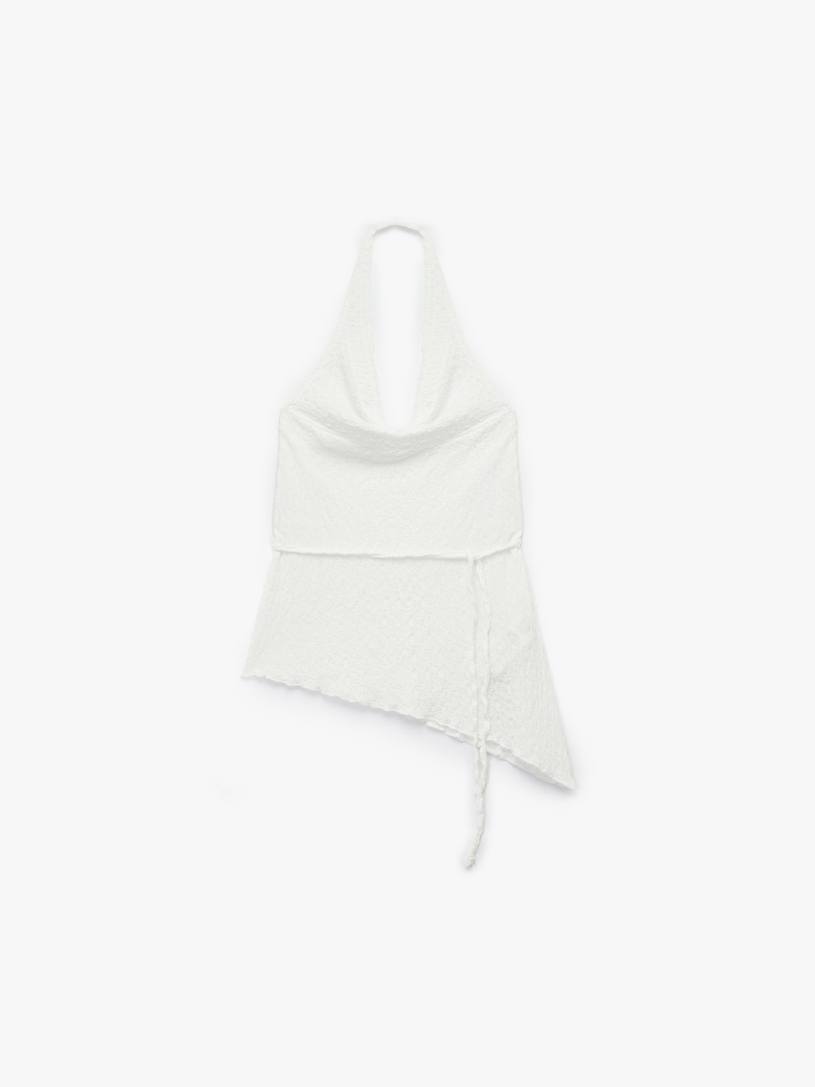 Asymmetric Hem Cowl Neck Top