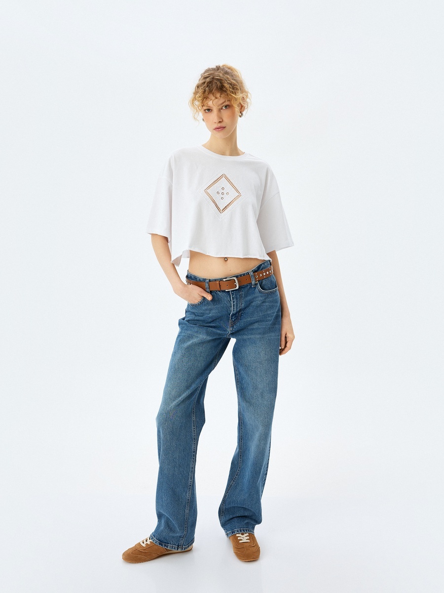 Embroidered Crop T-Shirt