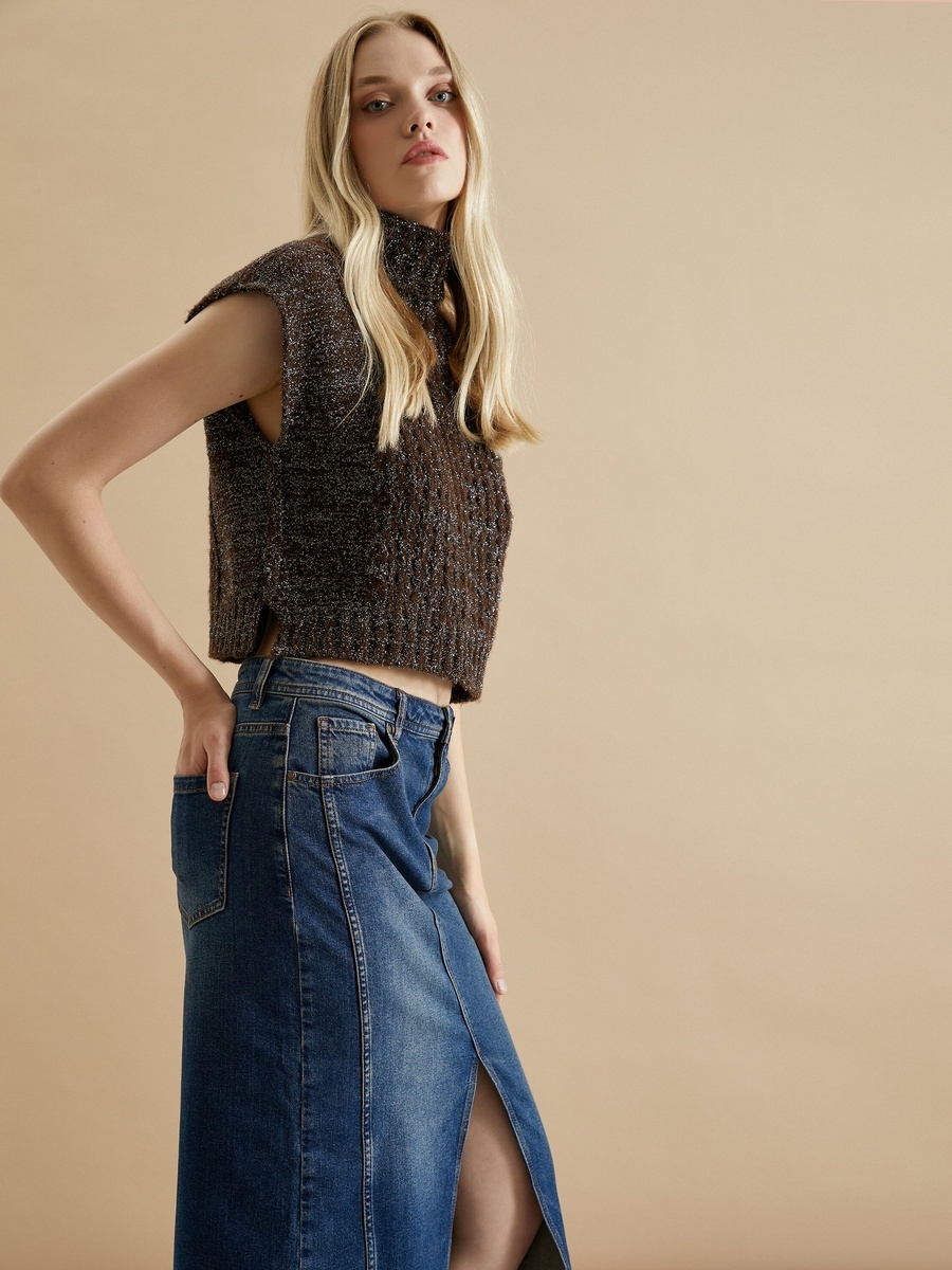 Glitter Turtle Neck Knitted Sweater