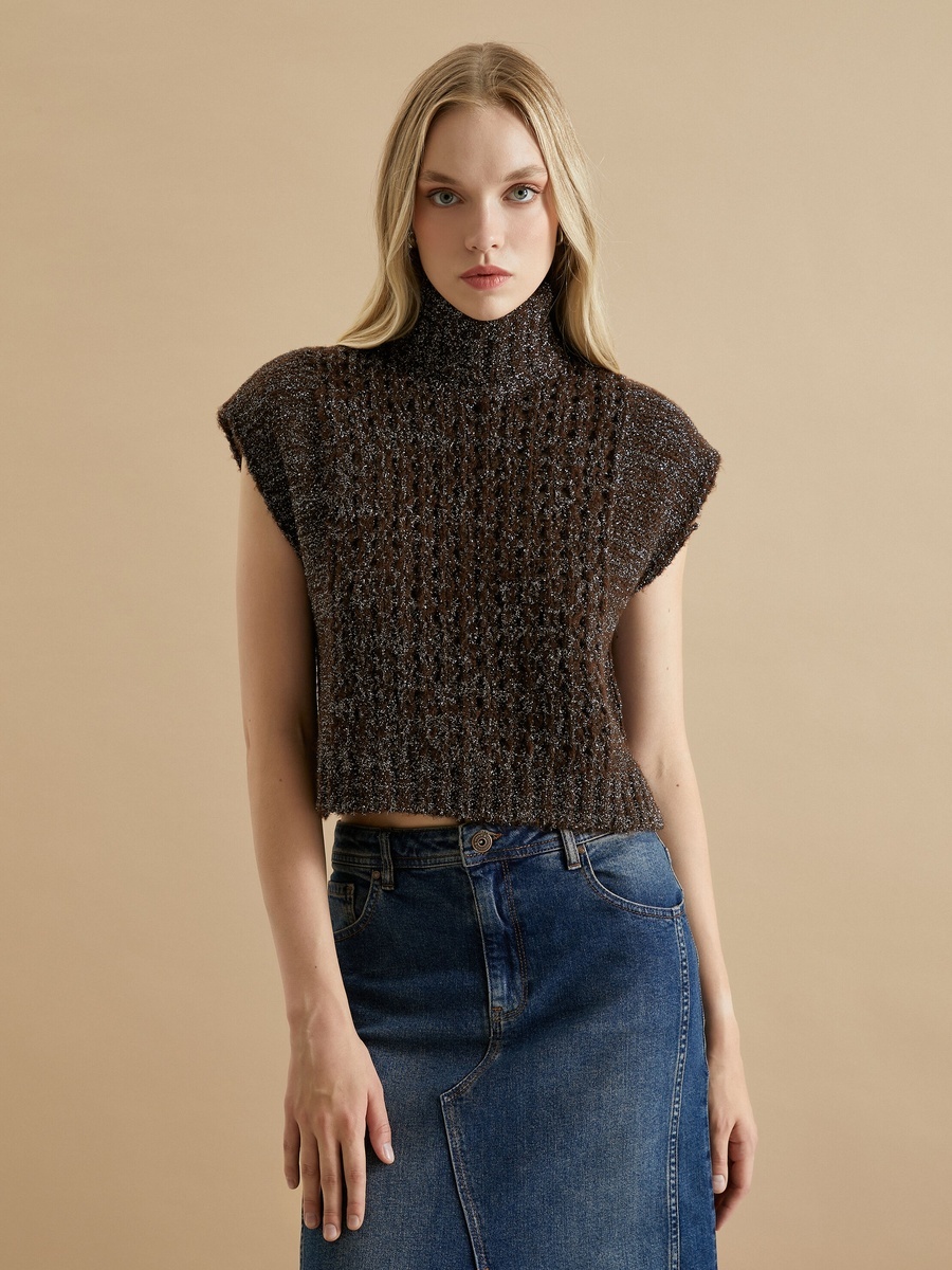 Glitter Turtle Neck Knitted Sweater