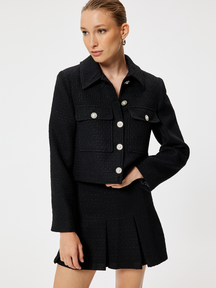 Tweed Pleated Mini Skirt 