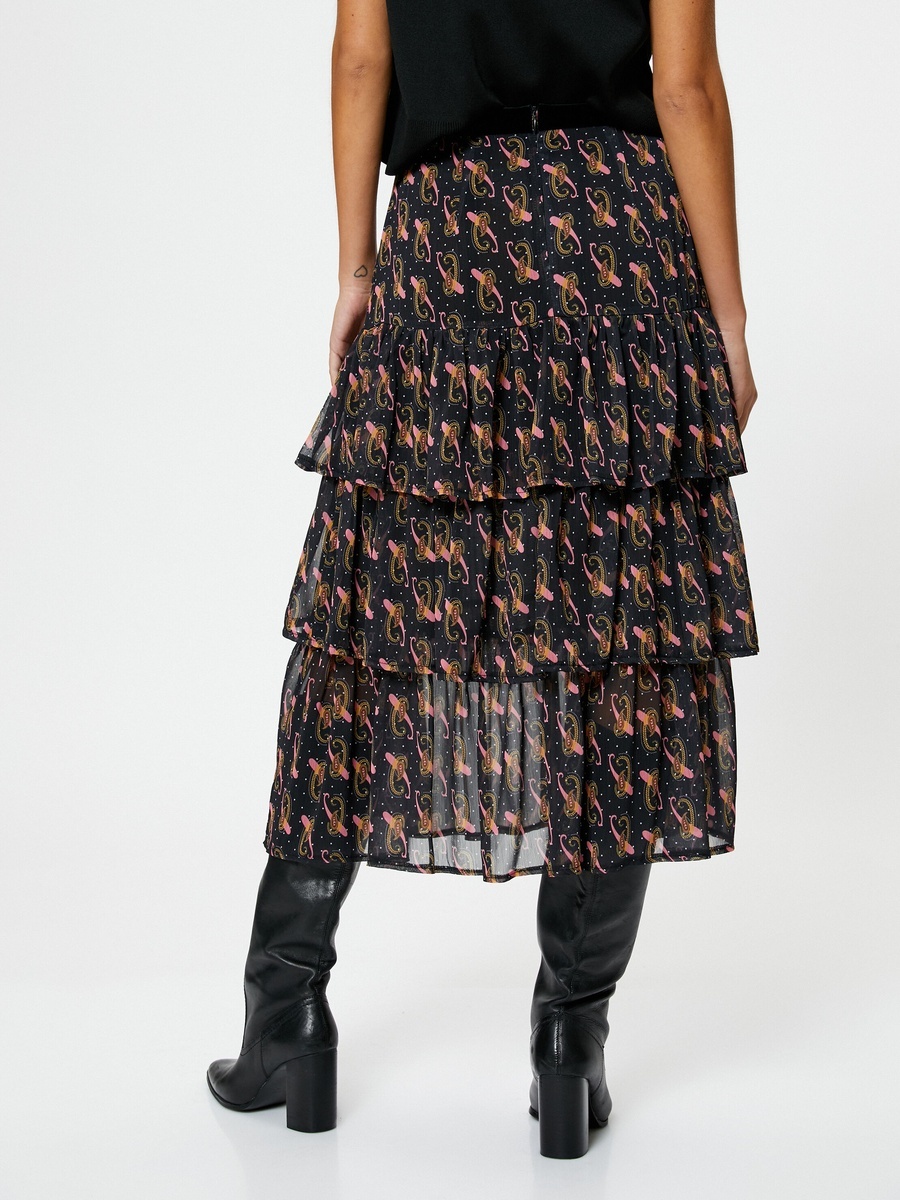 Mid Rise Chiffon Midi Skirt