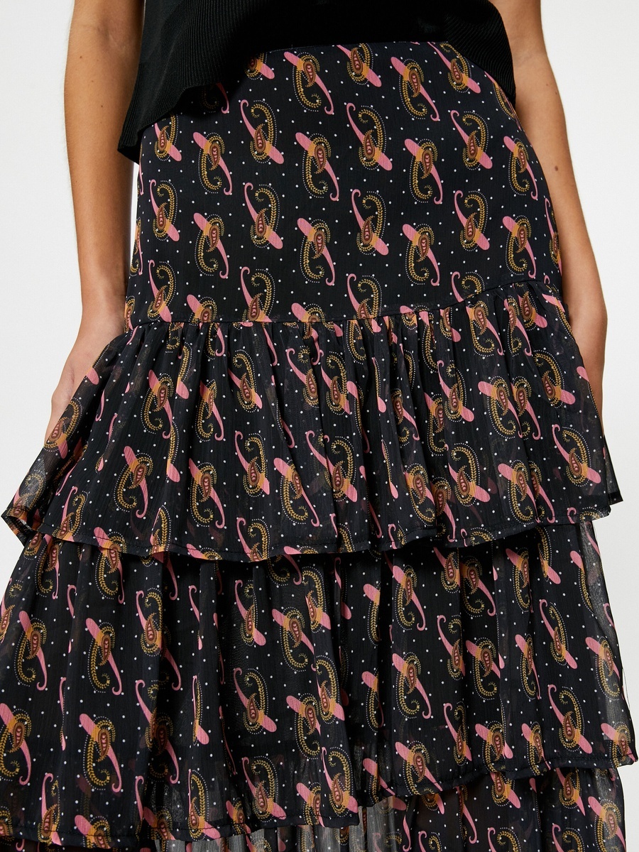 Mid Rise Chiffon Midi Skirt