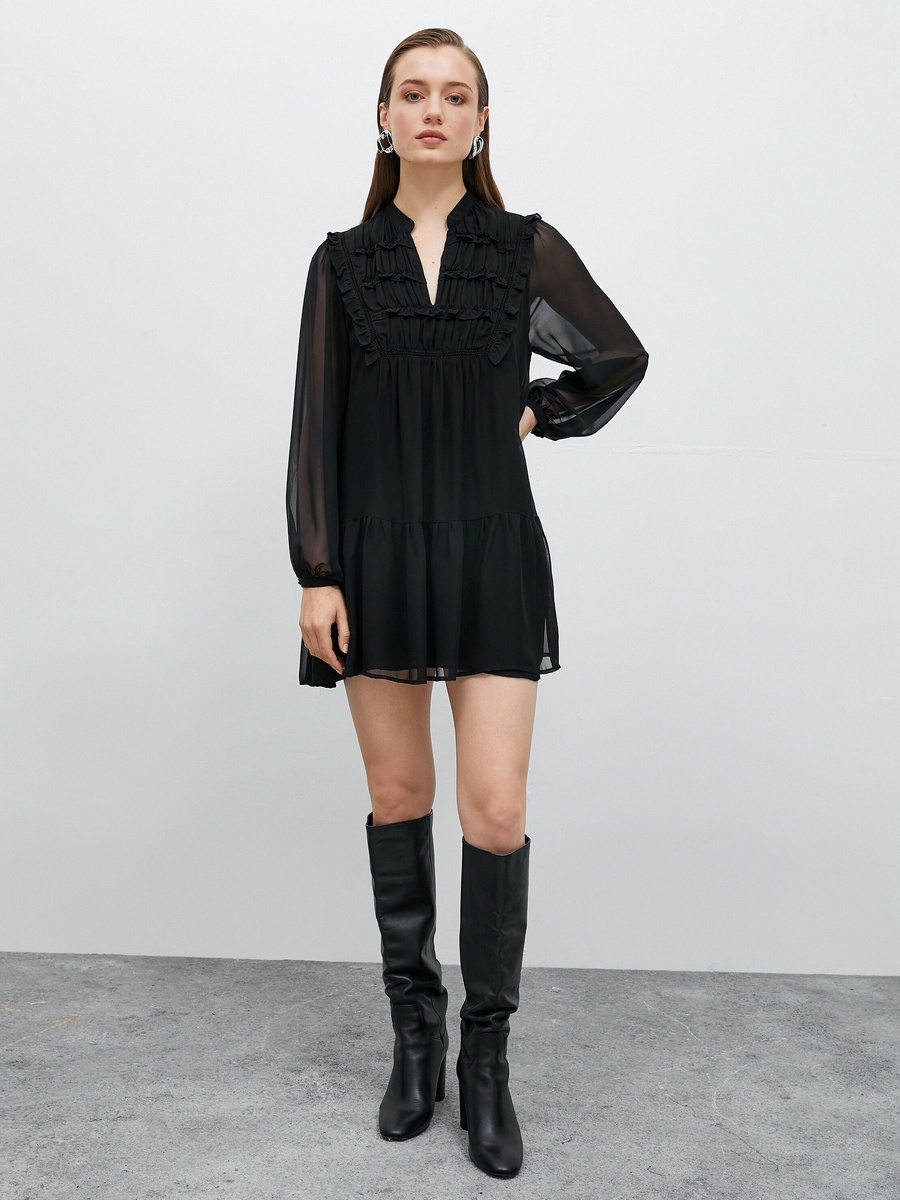 Frilled Chiffon Mini Dress