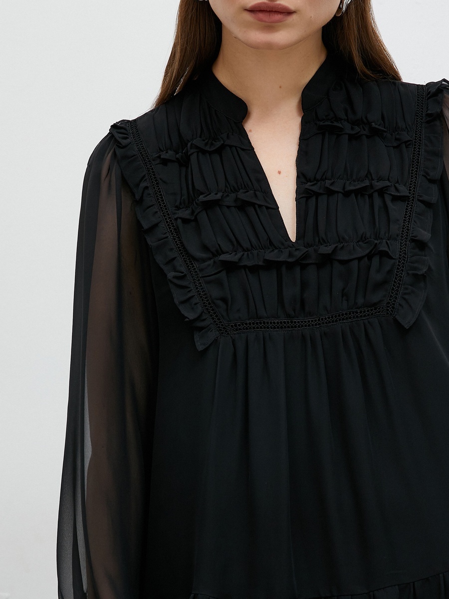 Frilled Chiffon Mini Dress
