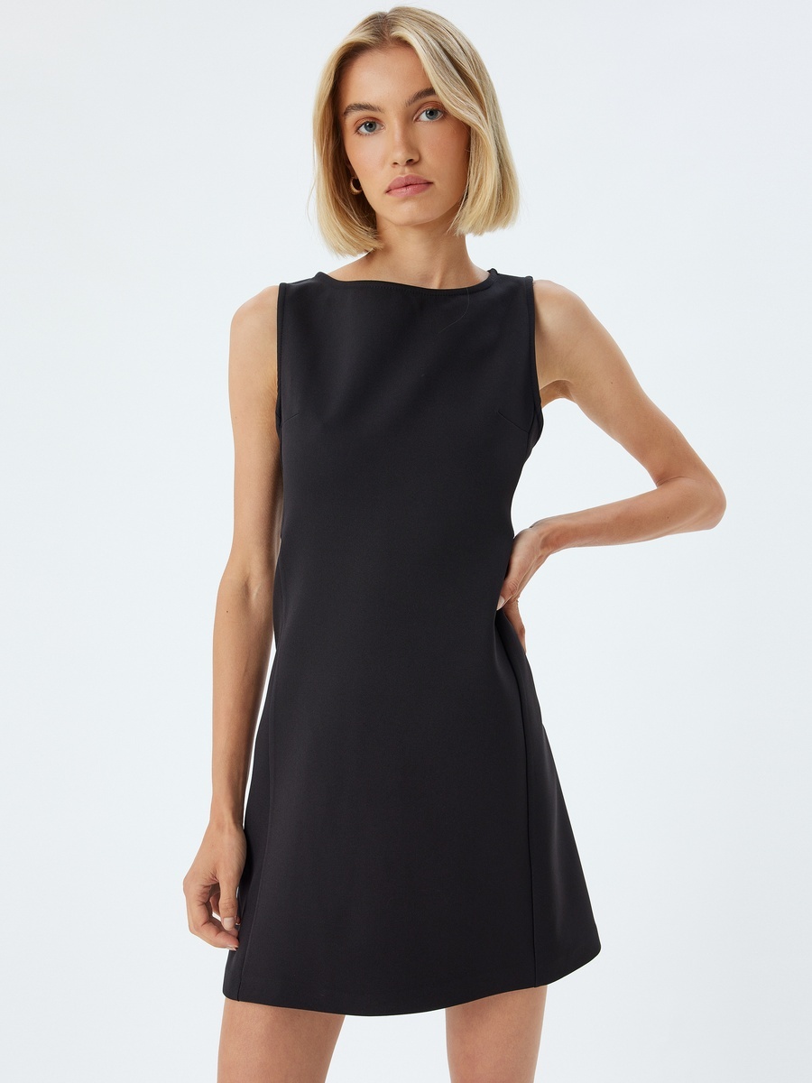 Solid Sleeveless Mini Dress 