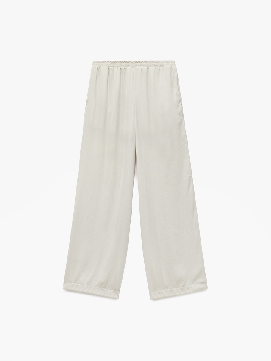 Plain Elastic Waist Wide Leg Trousers