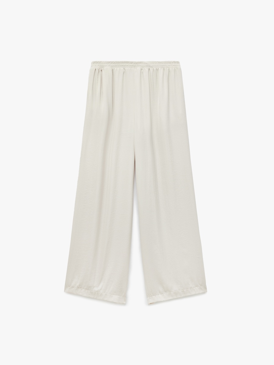 Plain Elastic Waist Wide Leg Trousers