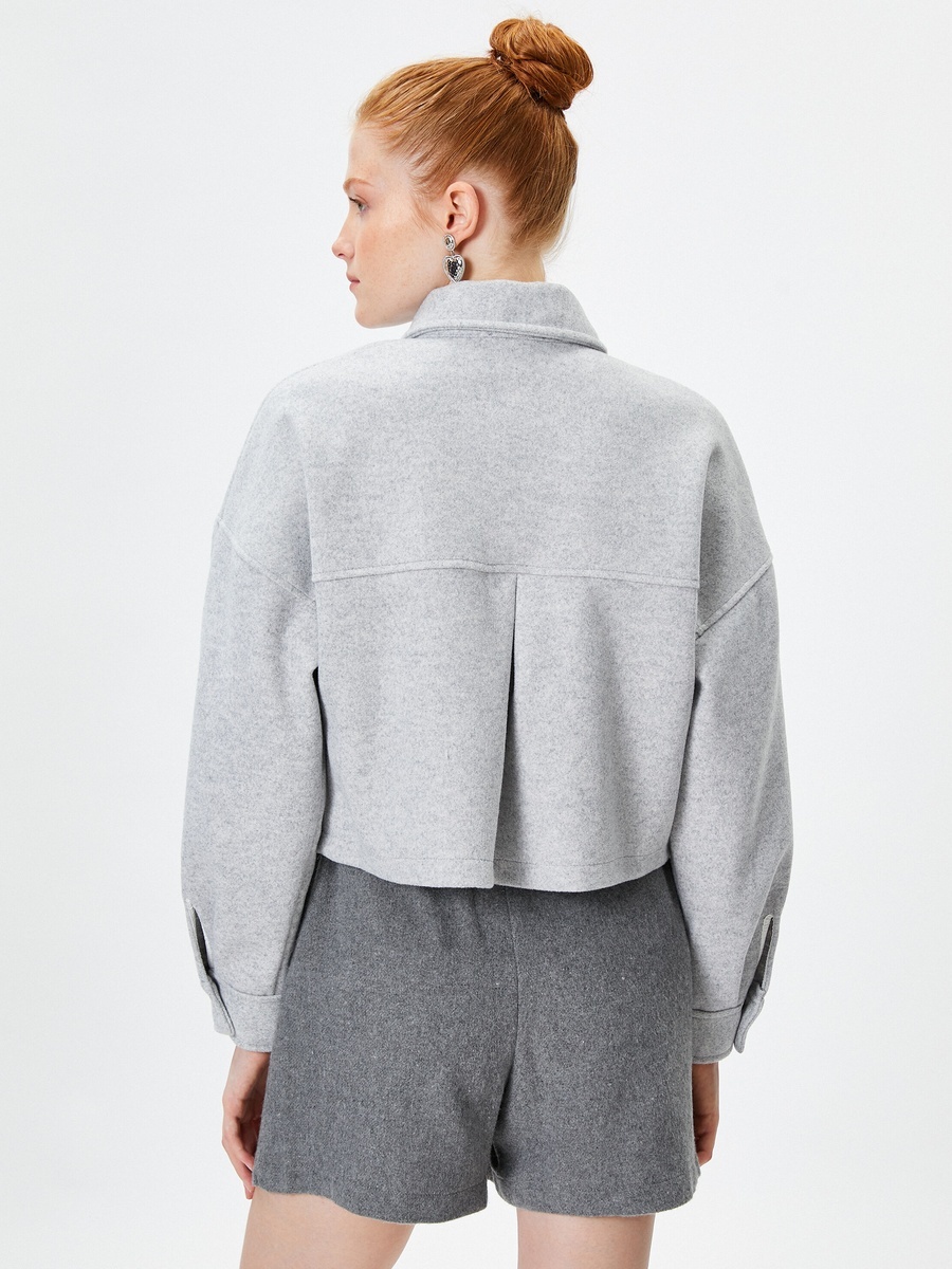 Textured Relaxed Fit Double Flap Pockets Shacket 