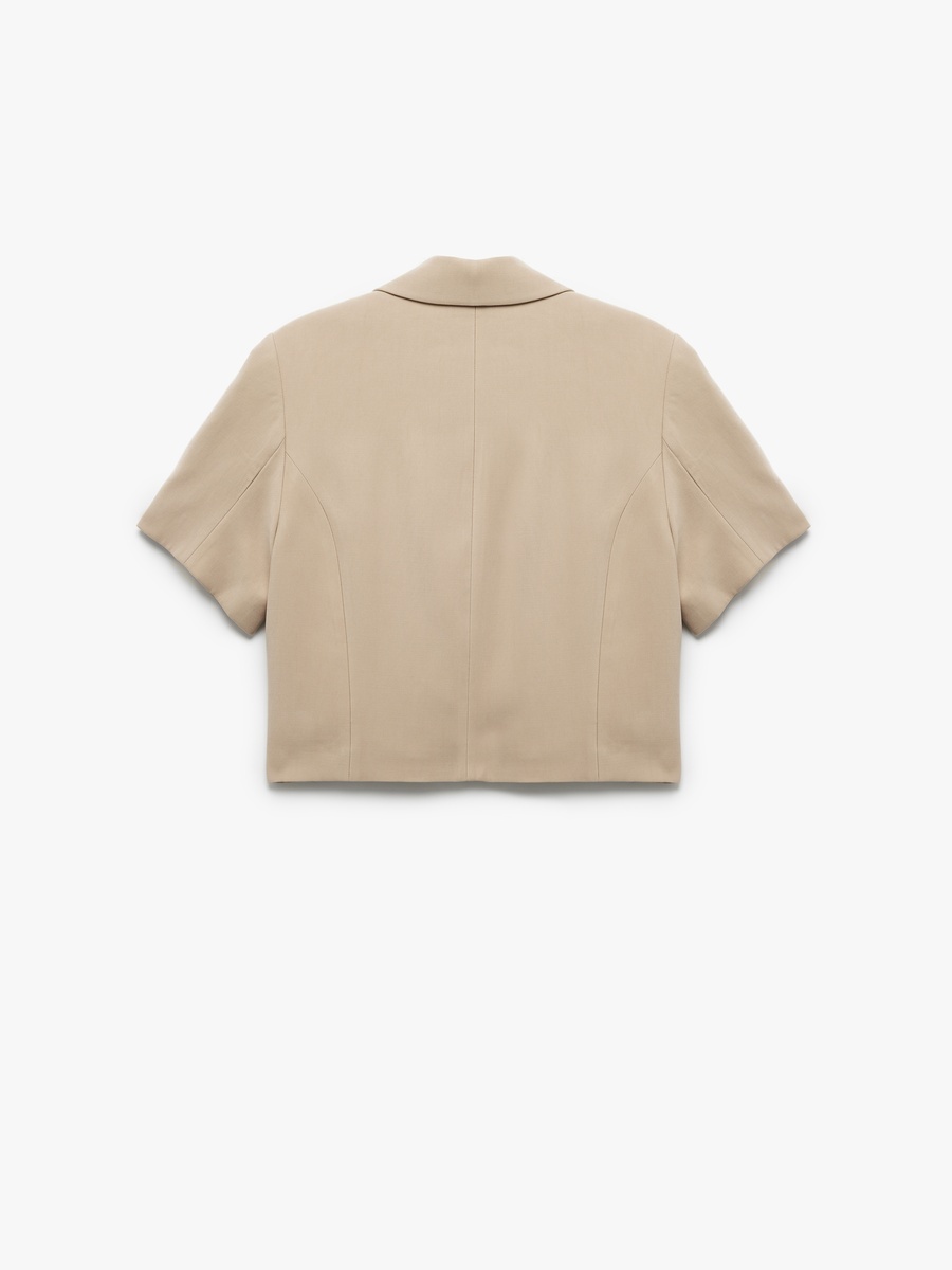 Solid Short Sleeve Crop Blazer