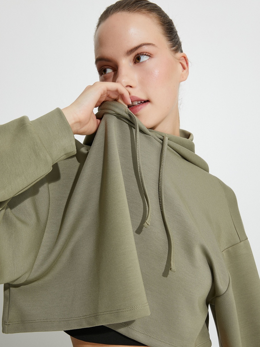 Crop Hooded Oversized Sweatshirt 