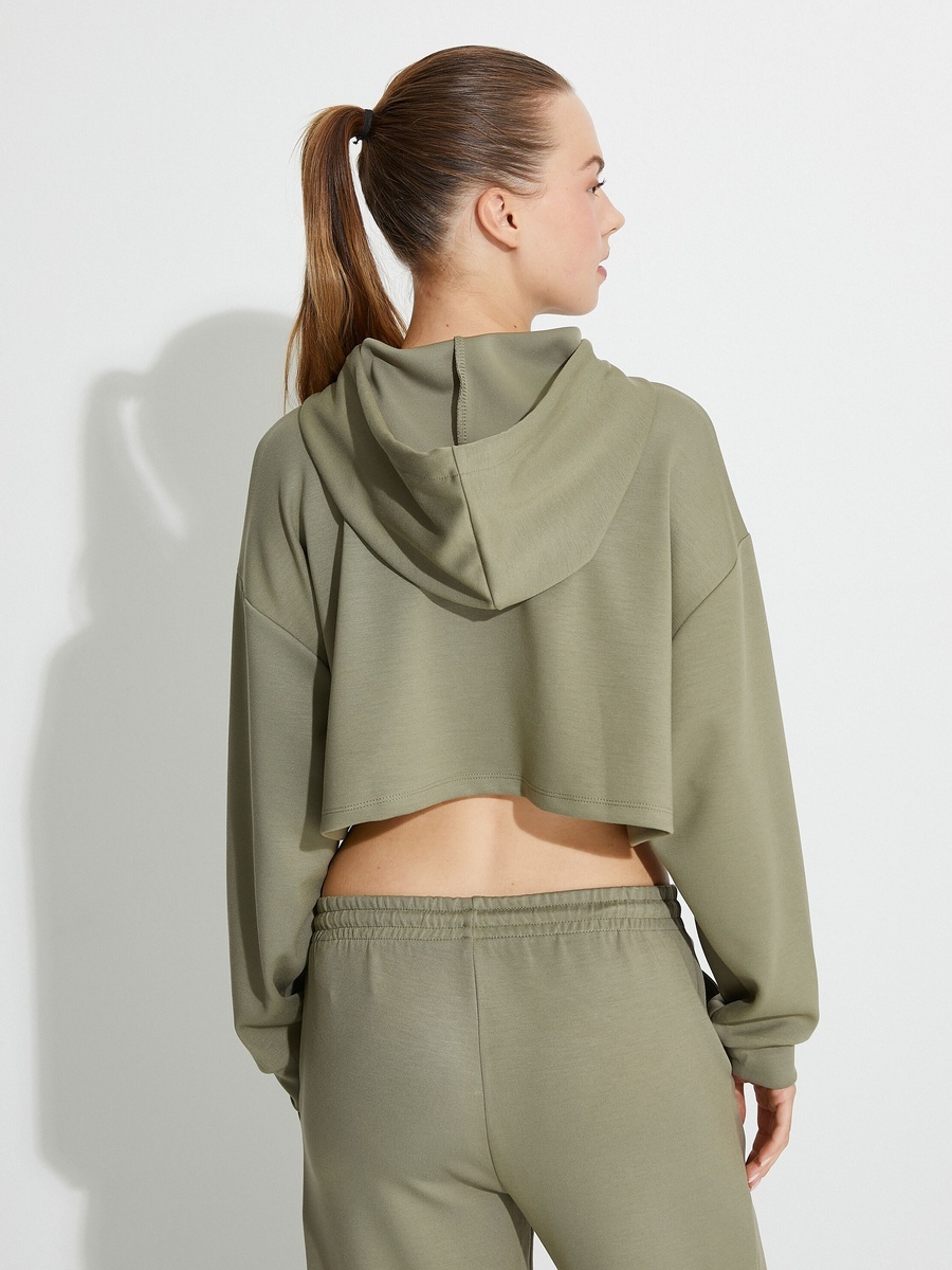 Crop Hooded Oversized Sweatshirt 