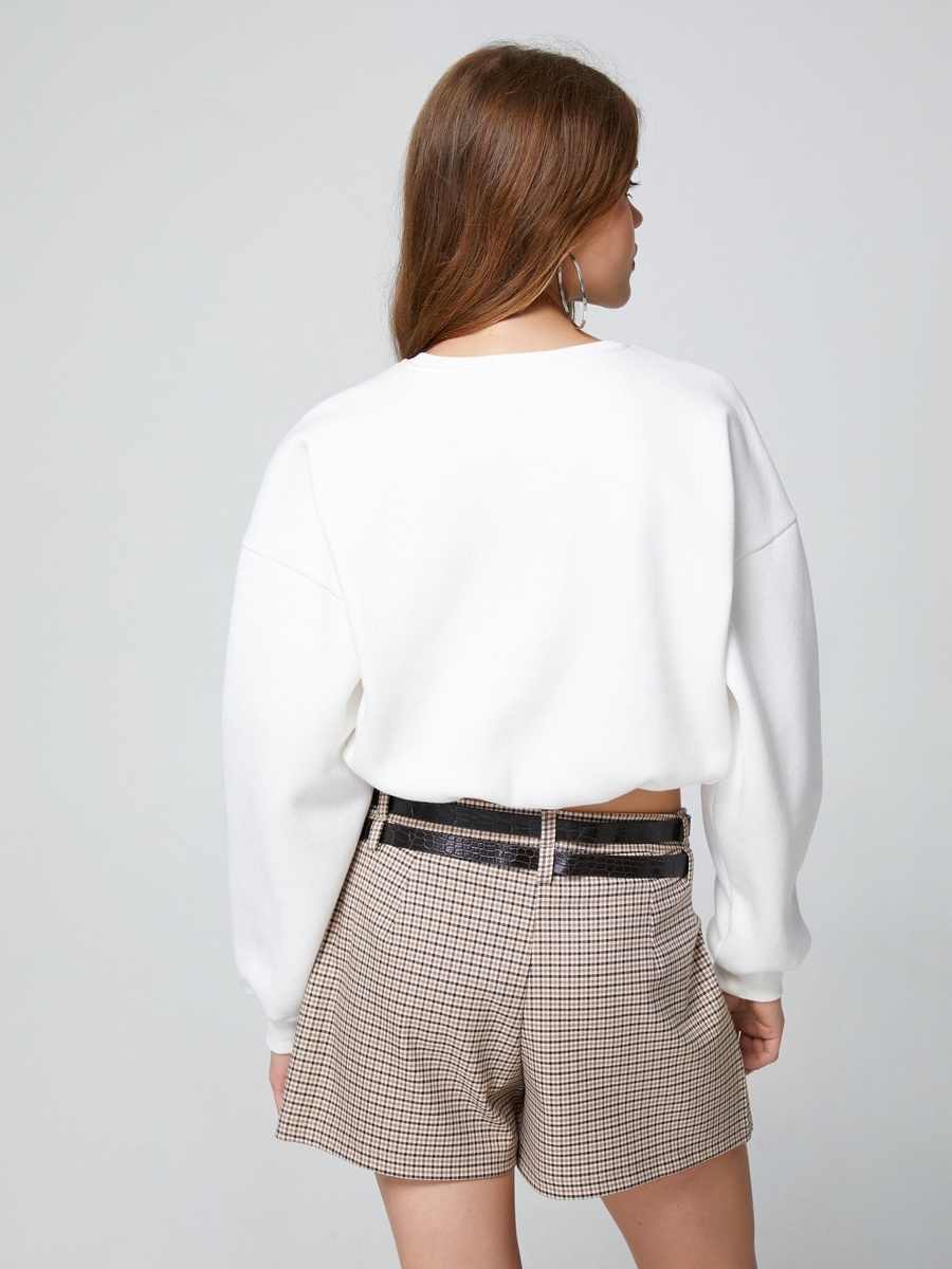 Long Sleeve Ribbed Crew Neck Crop Sweatshirt
