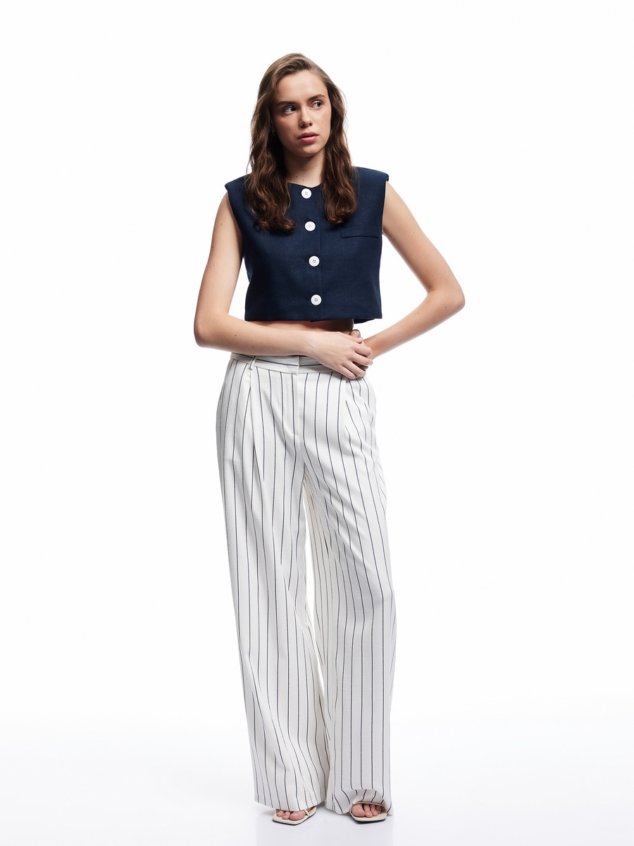 Plain Crop Linen Vest