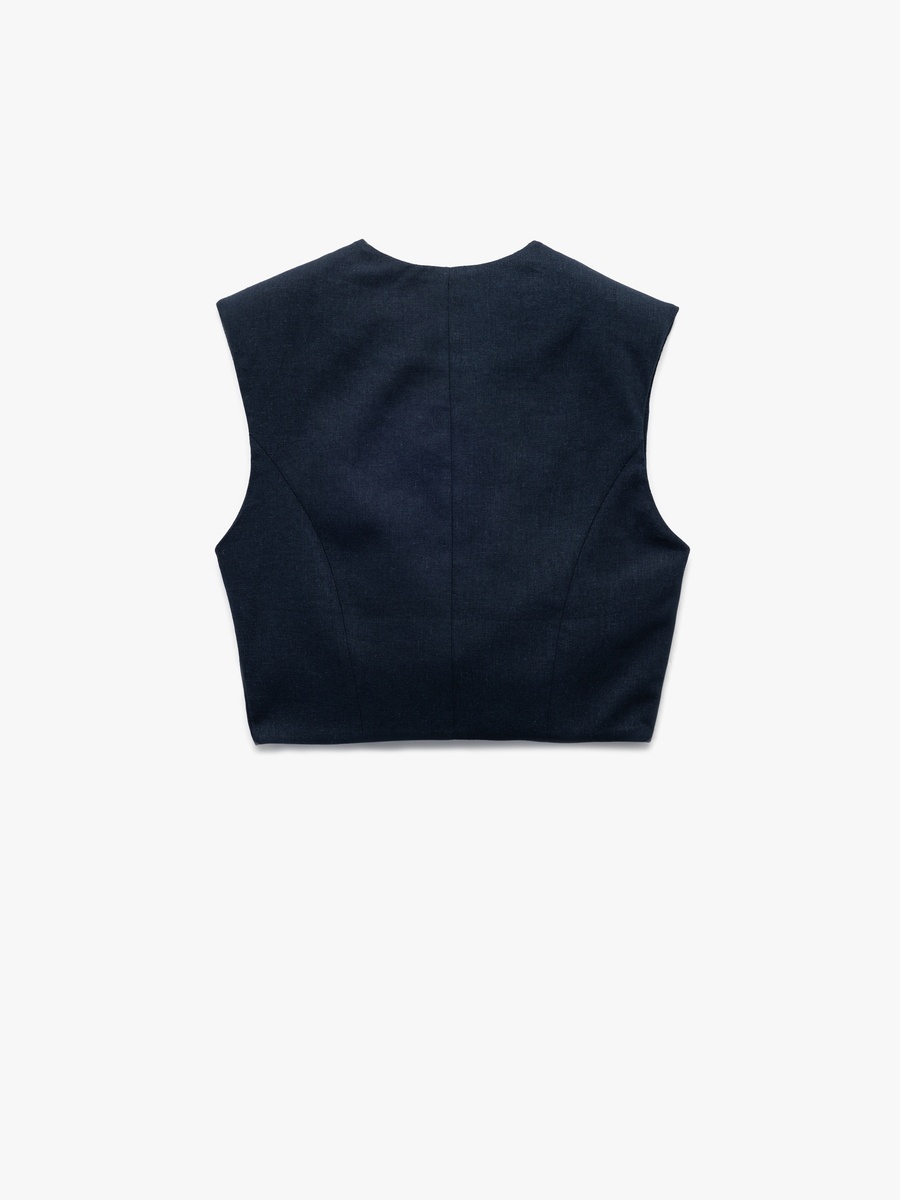 Plain Crop Linen Vest