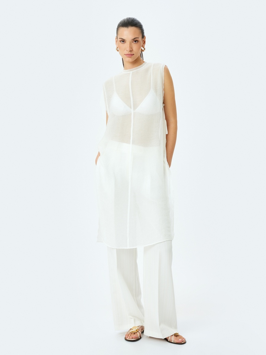 Plain Sleeveless Viscose Tunic