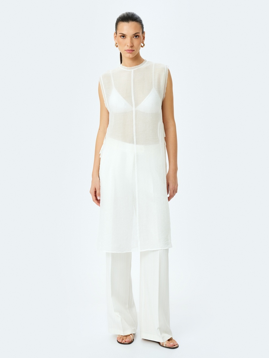 Plain Sleeveless Viscose Tunic