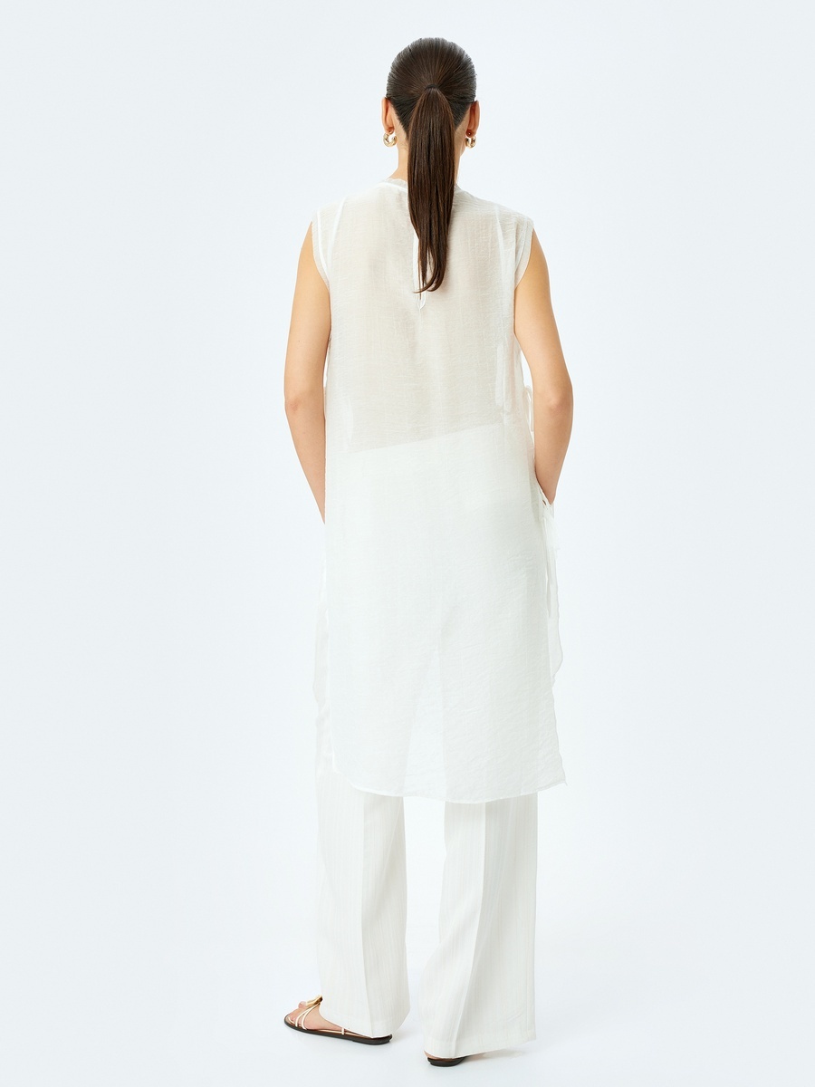 Plain Sleeveless Viscose Tunic