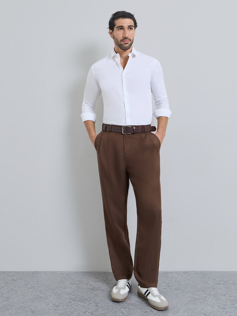 Men White Poplin Solid Regular Fit Shirt