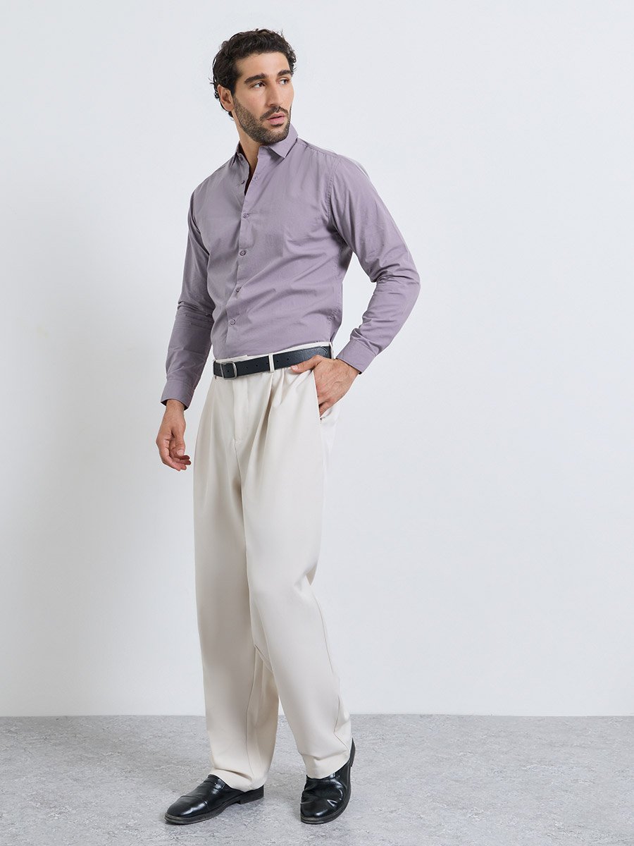Men Poplin Solid Regular Fit Shirt