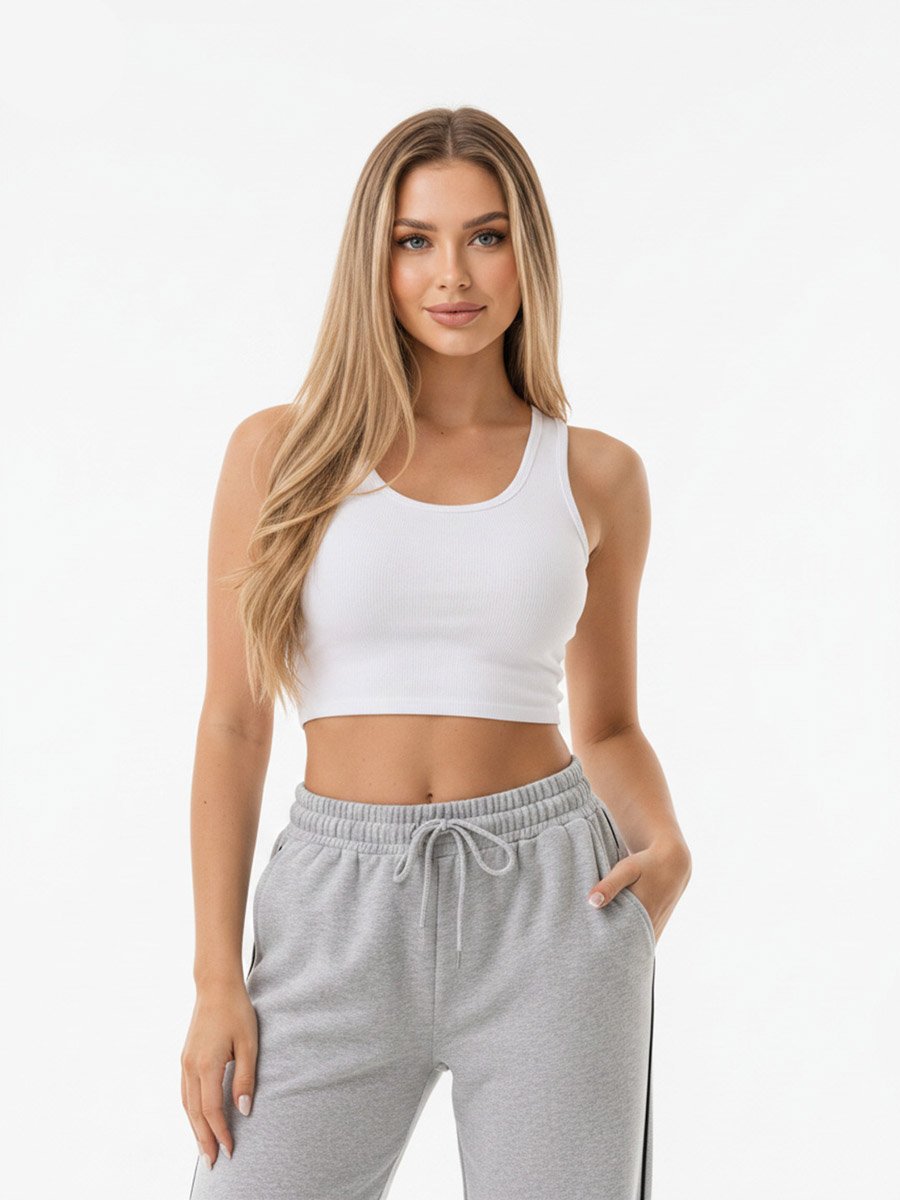Grey Contrast Piping Detail Wide Leg Joggers