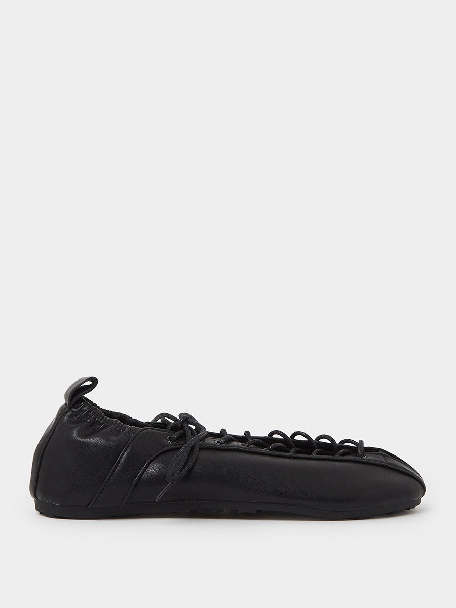 Black Plain Lace-Up Shoes