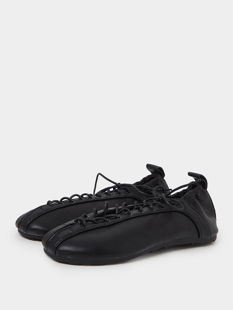 Black Plain Lace-Up Shoes