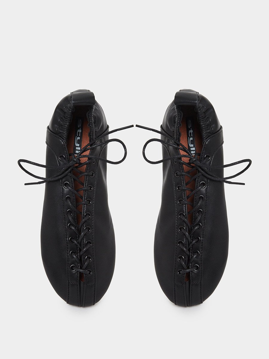 Black Plain Lace-Up Shoes
