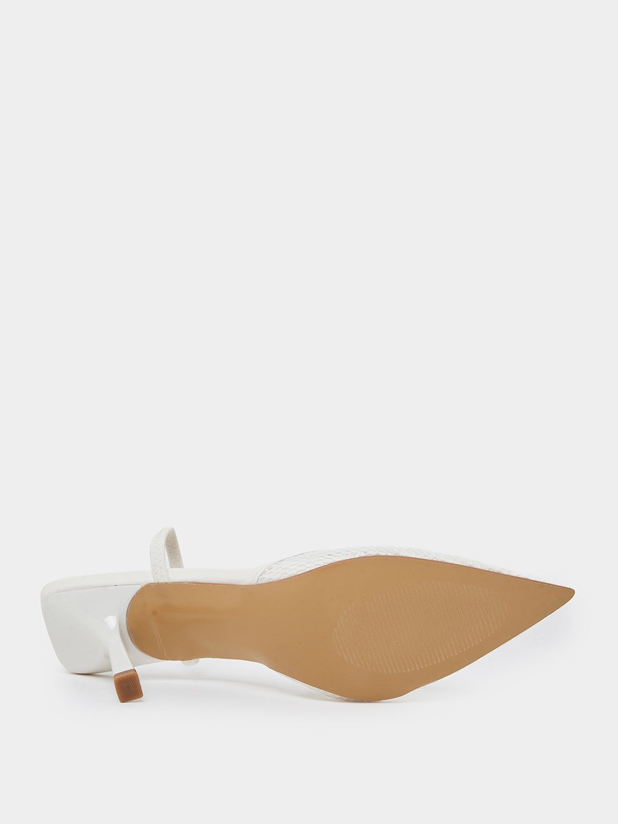 Beige Pointed Toe Mesh Stiletto Heel Shoes