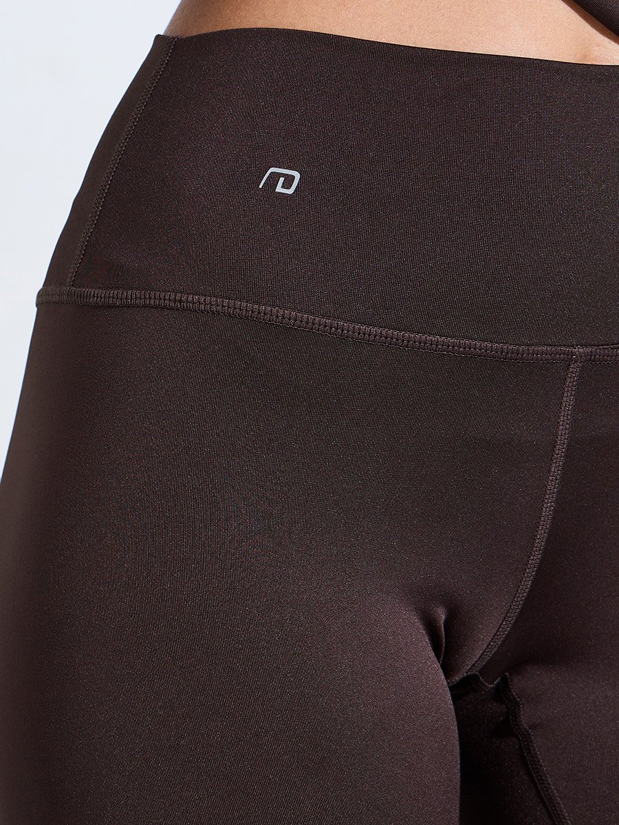 Brown Solid Long Sleeves Fitted Top and Leggings Activewear Set