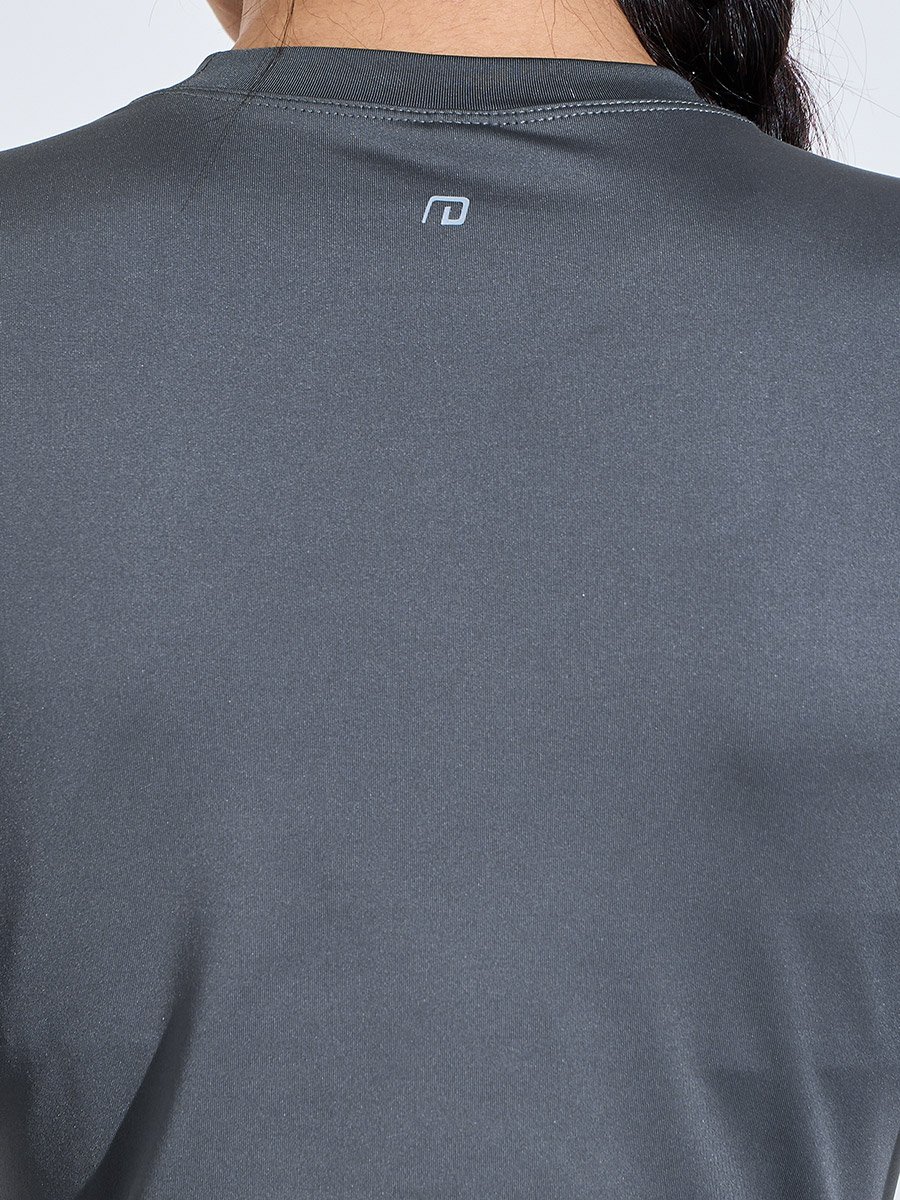 Charcoal Solid Long Sleeves Fitted Top and Leggings Activewear Set