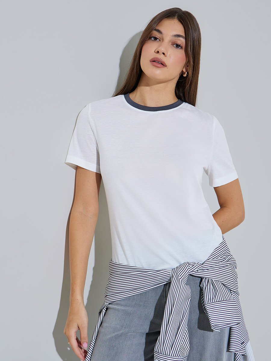 White Regular Fit Round Neck T-Shirt
