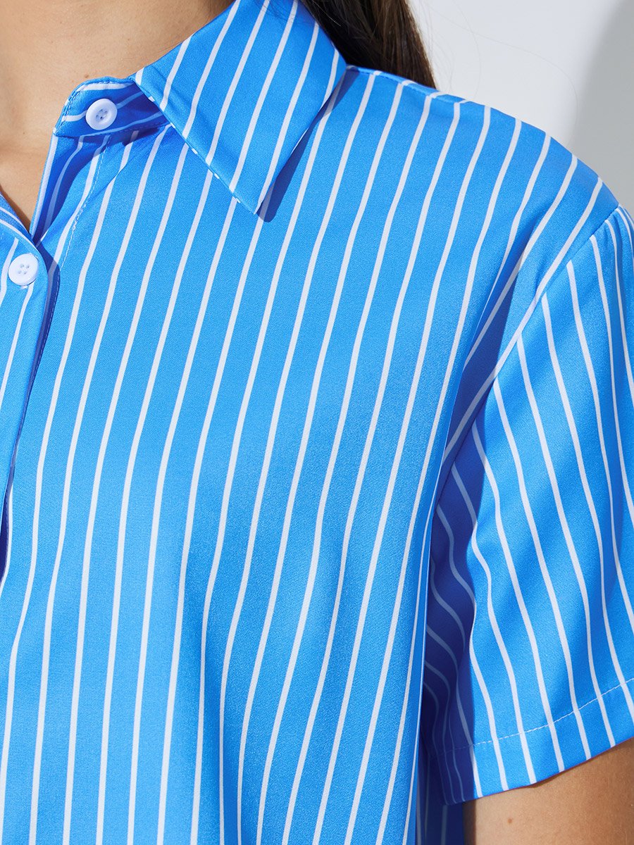 Blue Striped Shirt and Pants Co-ord Set