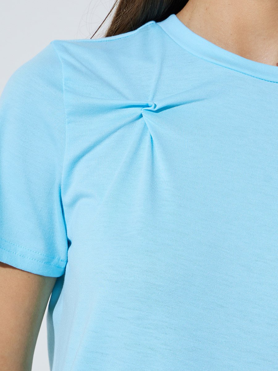 Blue Twisted Knot Detail Regular Fit T-Shirt