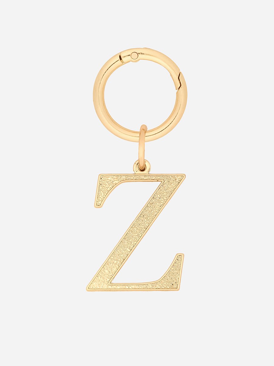 Textured Gold-Tone Metal Letter Charm
