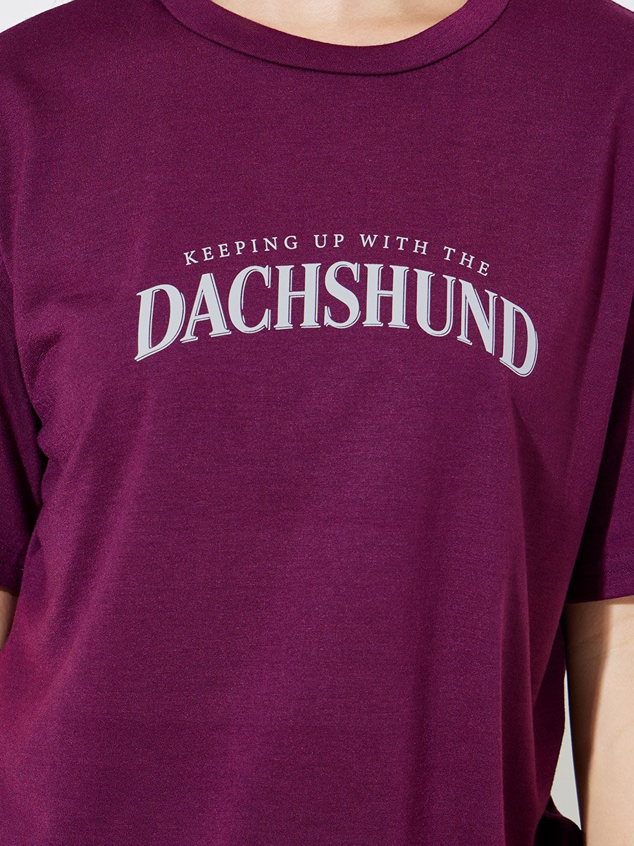 Dachshund Back Graphic Dop Shoulder T-Shirt and Shorts Set