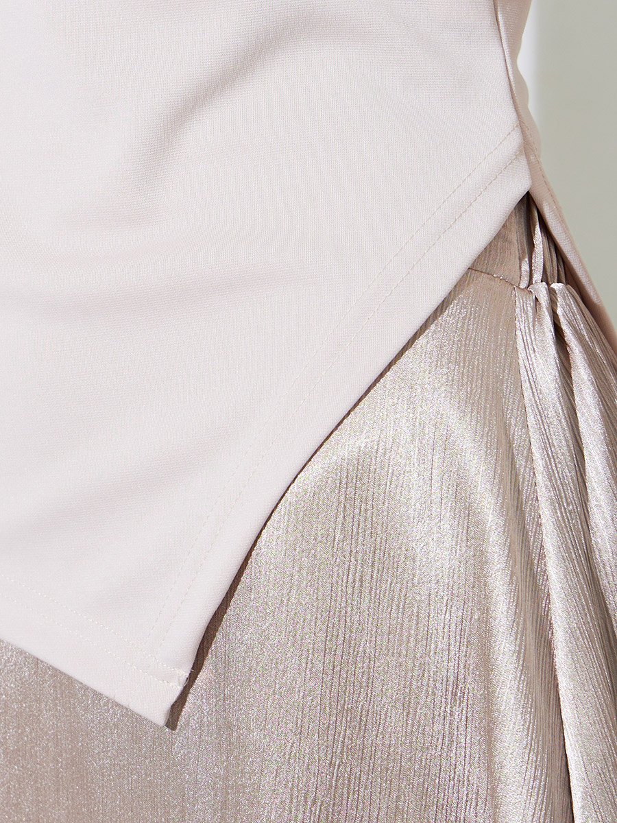 Cream Sleeveless Asymmetric Hem Fitted Knit Top