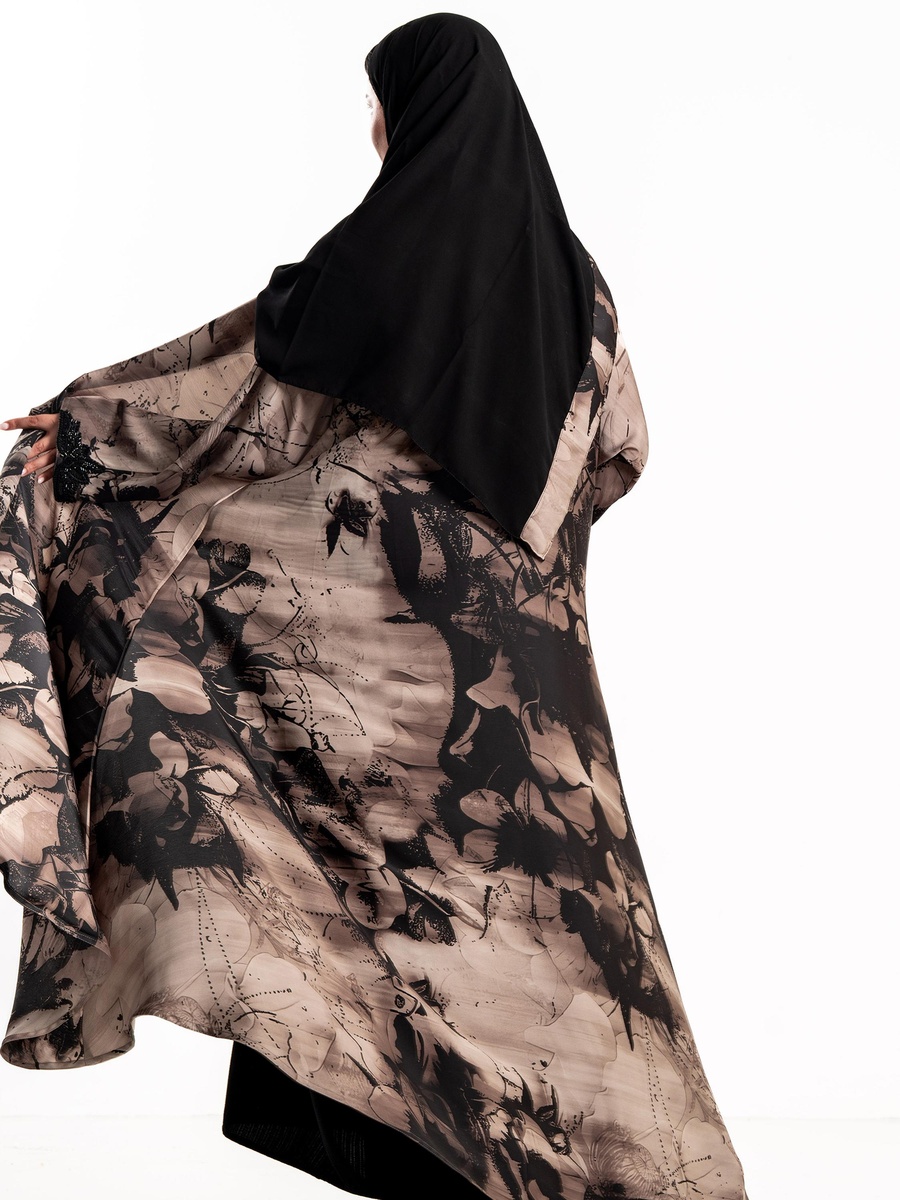 Floral Tie-Dye Print Abaya