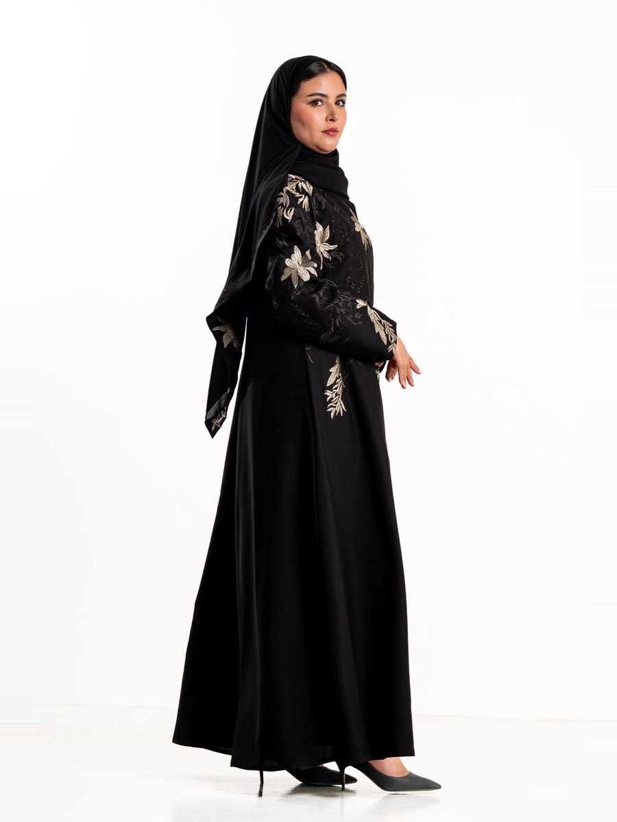 Floral Embroidery Long Sleeves Abaya