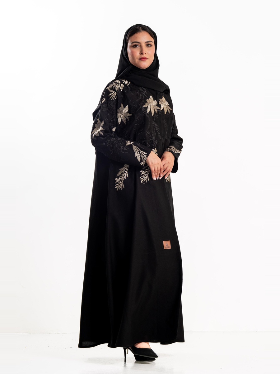 Floral Embroidery Long Sleeves Abaya