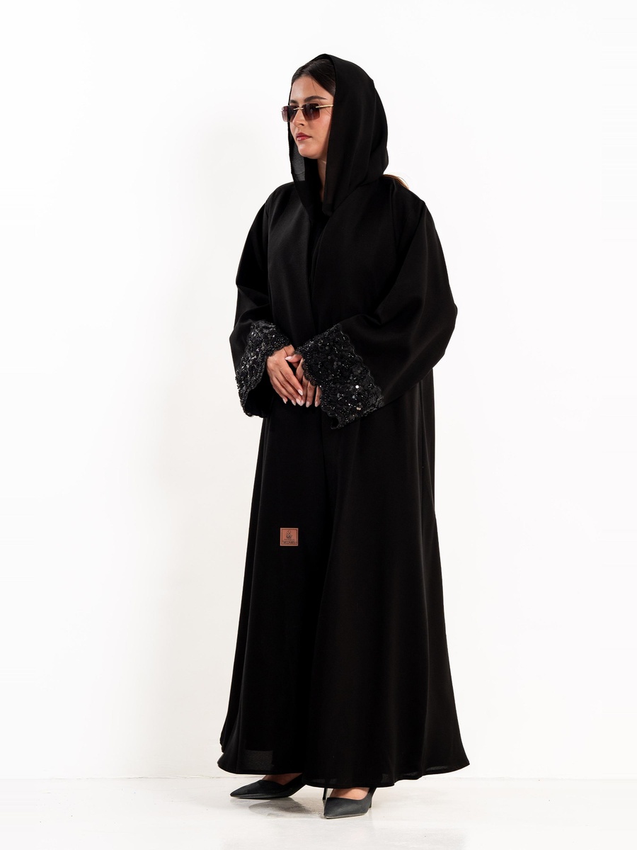 Reem Abaya with Embellished Cuff Sleeve