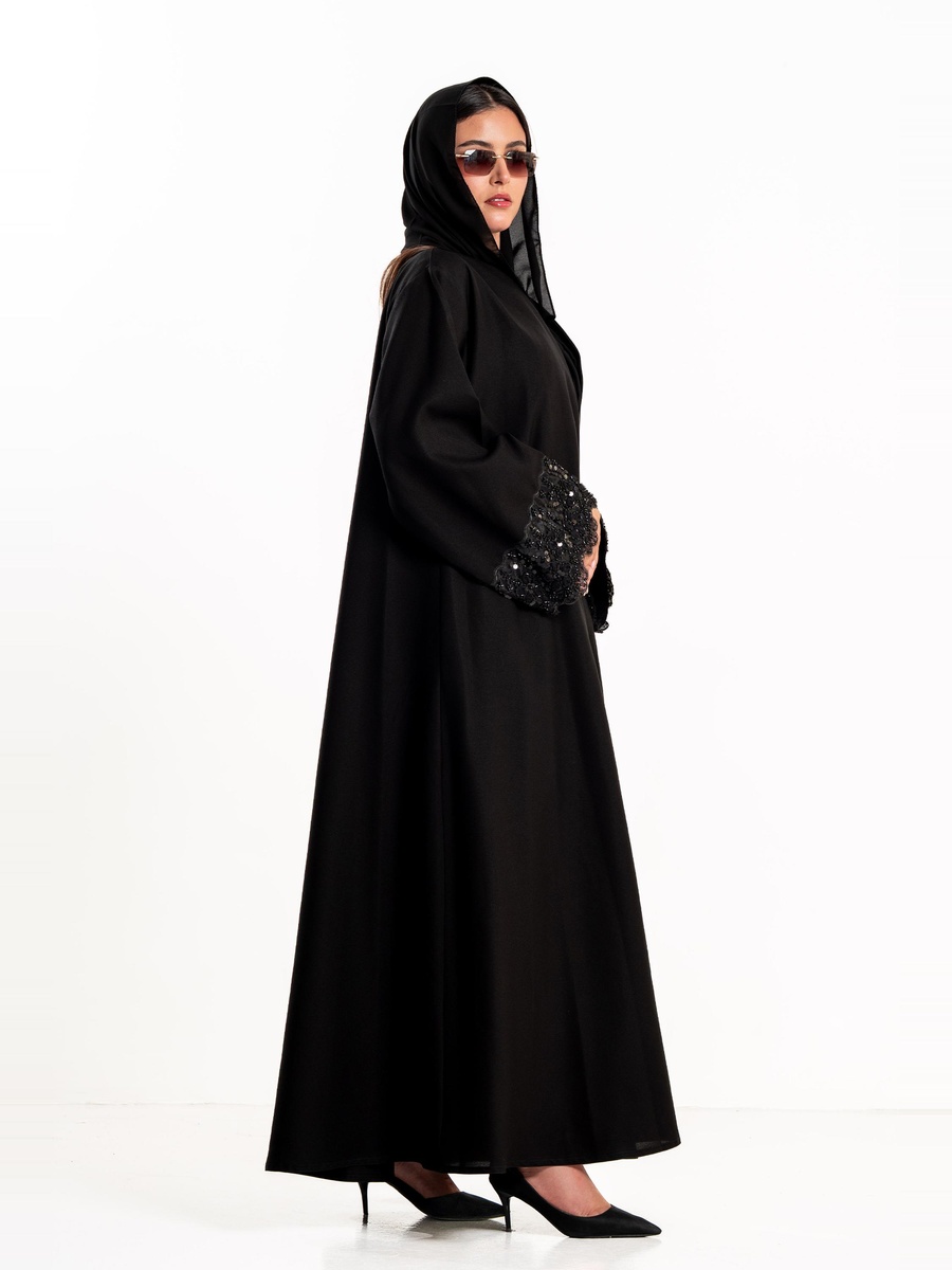 Reem Abaya with Embellished Cuff Sleeve