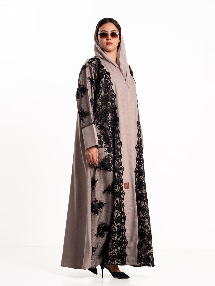 Haya Abaya with Lace Overlay