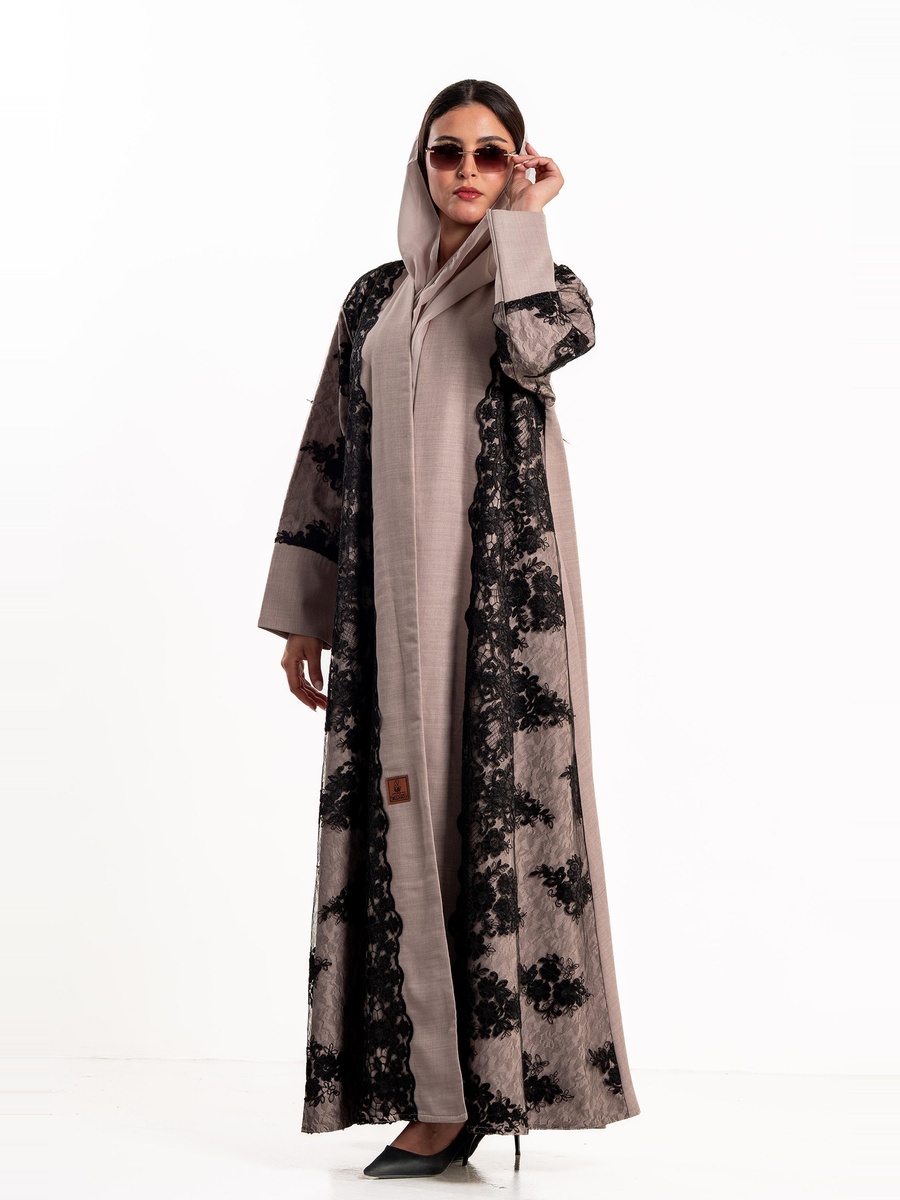 Haya Abaya with Lace Overlay