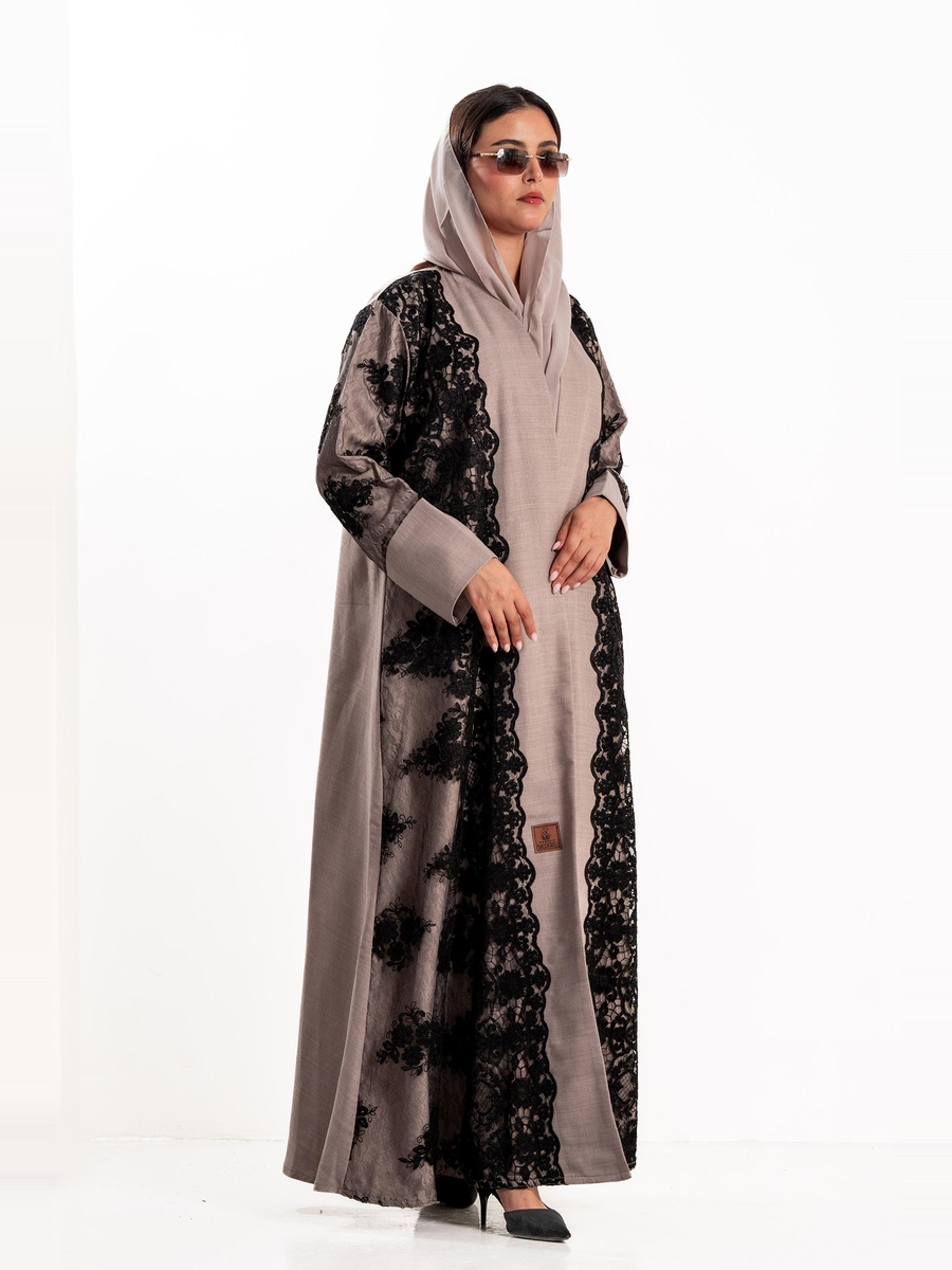 Haya Abaya with Lace Overlay
