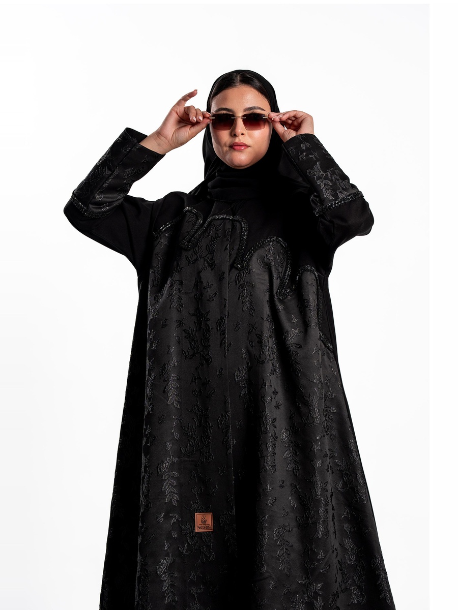 Lamia Abaya with Jacquard Embellishment