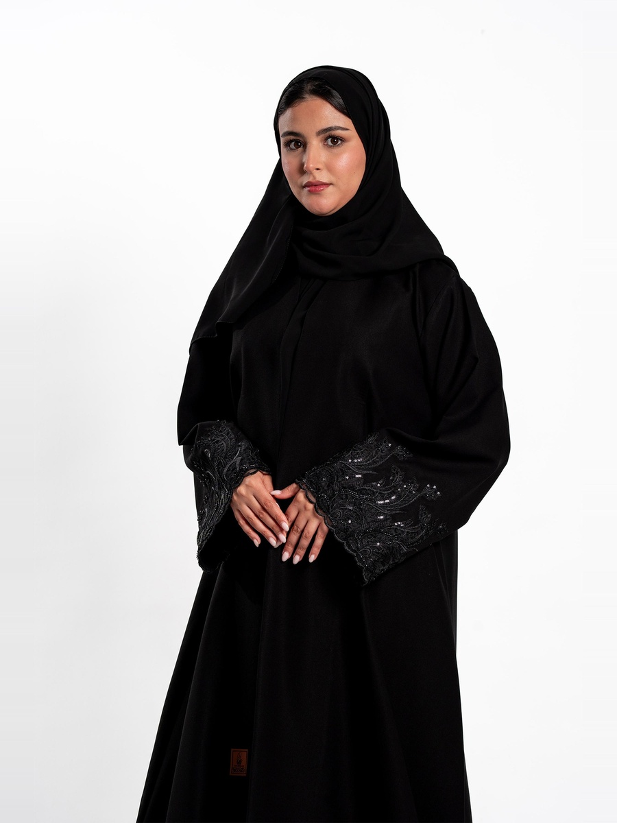 Reem Abaya with Embellished Cuff Sleeve