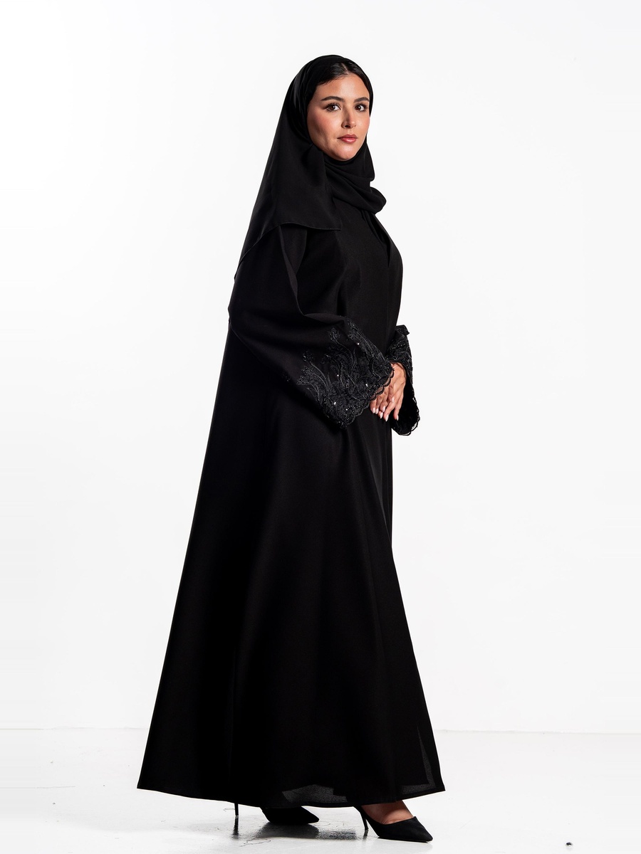 Reem Abaya with Embellished Cuff Sleeve