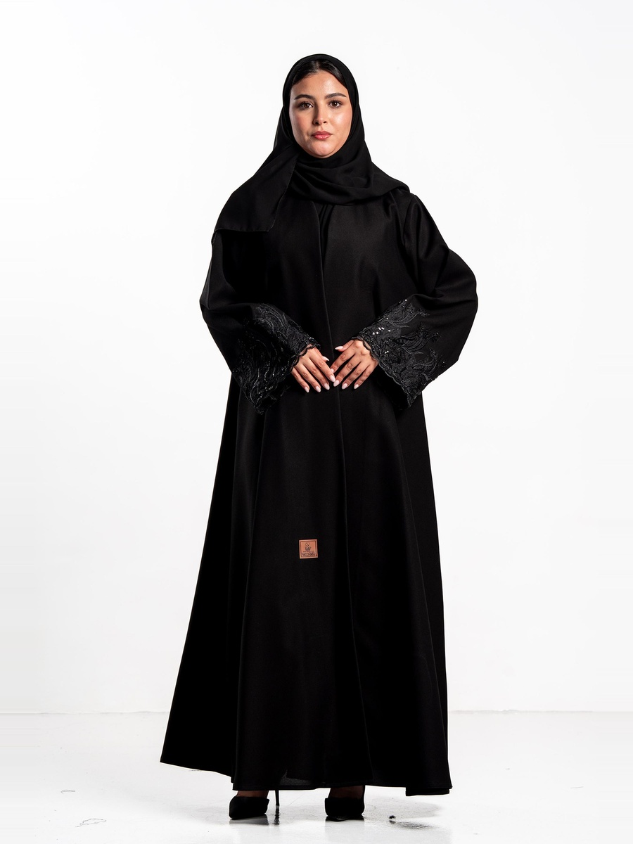 Reem Abaya with Embellished Cuff Sleeve
